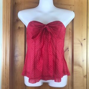 Victoria’s Secret Red Polka Dot Tube Corset Top